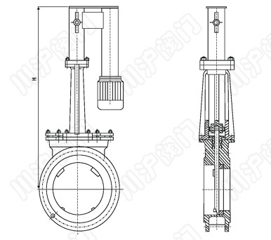 PZ273X、PZ273F、PZ273H、PZ273Y_電液動(dòng)刀型閘閥結(jié)構(gòu)圖