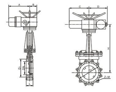 PZ973H、PZ973F、PZ973Y_電動刀閘閥結(jié)構(gòu)圖