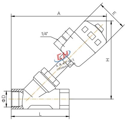 P2氣動內(nèi)螺紋角座閥結(jié)構(gòu)圖